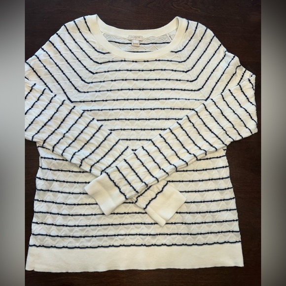 J. Crew Striped Crew Neck Sweater in White and Navy - Picture 4 of 5